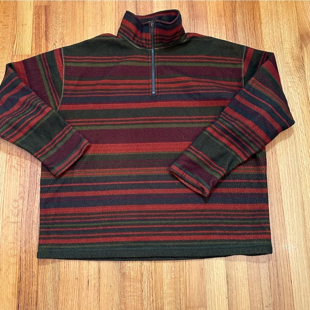 J Crew Mens medium striped Half Zip Pullover Sweater